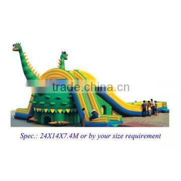 24X14X7.4M oversized commercial PVC tarpaulin water slide inflatable dinosaur