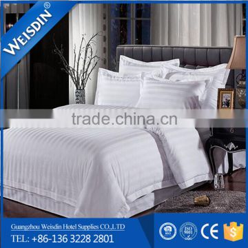 Guangzhou factory 100% Cotton elegant white hotel 3 cm stripes flat sheet