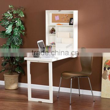 wall mounted fold-out laptop table white/brown