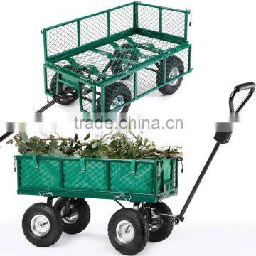 High Quality Foldable 300kgs Load Metal Deck Garden Wagons