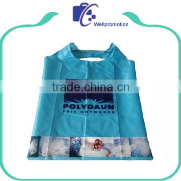 Lightweight foldable polyester tote shopping bag with logo printing