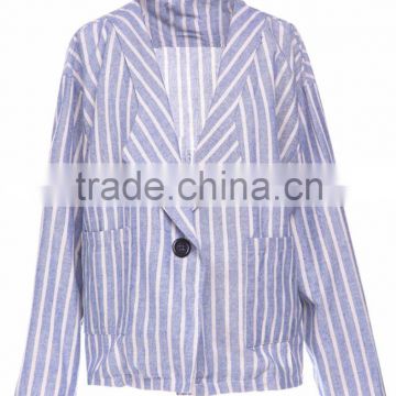 Vintage Striped Short Style Lapel Coat