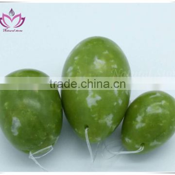 only polished hand-made natural green Xiuyan jade stone kegel egg weights kegel egg stone
