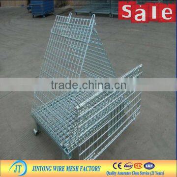 wire wesh container /foldable Galvanized storage cages