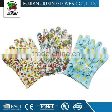 Drill cotton garden glove with full floral design
