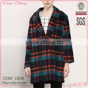 new design checked plaid tweed elegant fancy korea fashion 2015 unique women winter coats