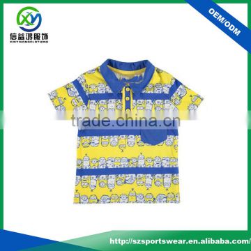 Sublimation Cartoon Colorful Kids Polyester Jersey Polo shirts