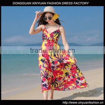Summer Women Spaghetti Strap Long Floral Maxi Dress Ladies Sexy Beach Chiffon Dresses