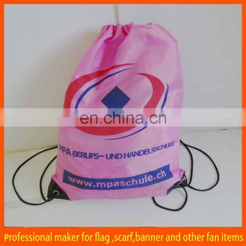 outdoor polyester pink drawstring Bag