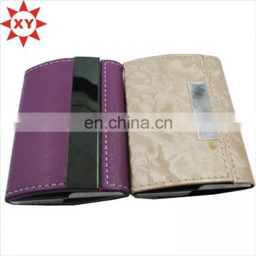 Business Name Card Holder PU Leather Magnetic Case With Purple and Maize-yellow