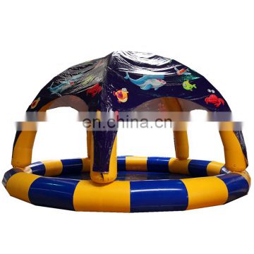 Outdoor PVC Children inflatable Round Frame Float Pool With Spider Dome Tent PVC cover for water fun
