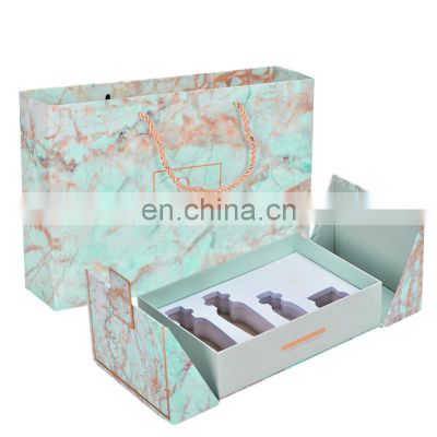 Marble luxury double opening liquid cream cosmetic paper packing box perfume essence oil display box