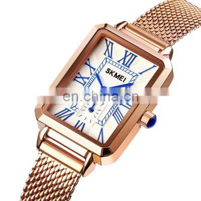 New Arrival Skmei 1764 Stainless Steel Strap Women Quartz Watch Leather Strap Customized Logo