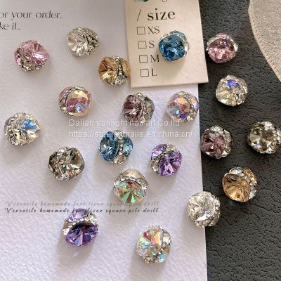 New Nail Accessories High quality Fat Square Hand Stacked Diamond Finished Product Popular Super Sparkling Crystal Large Diamond Nail Diamond Accessories