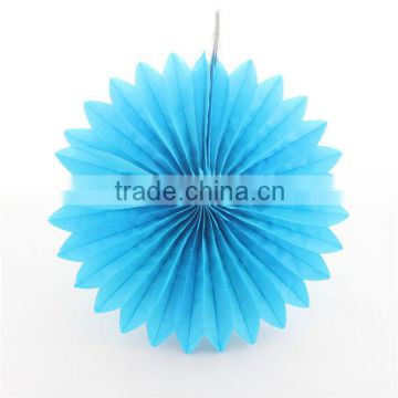 Decorative Flower Blue Paper Fan