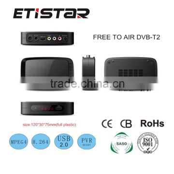 Mini size full plastic Fully comply with DVB T and H.264 MPEG4 MPEG2 DVB T2 set top box
