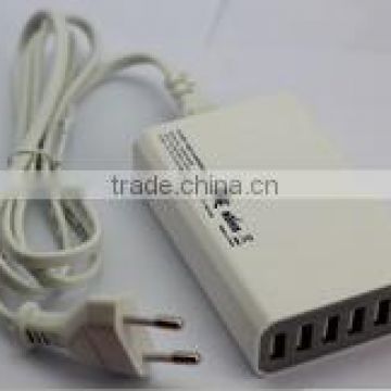 6 Ports USB Multiple Slim Wall Charger with UK/EU/US/AU Plug White Samaung Iphone Pad Digital Electronic