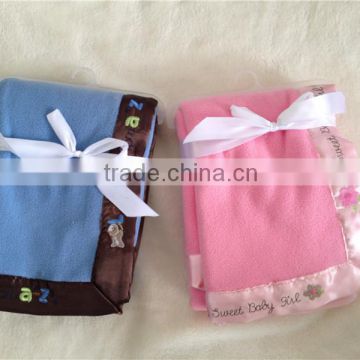 High quality polyester embroidered baby polar fleece blanket
