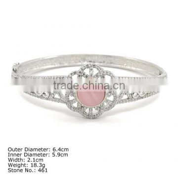 [ CZQ-0032 ] High Quality 925 Sterling Silver Bangle with CZ Stones Bangle Bracelet