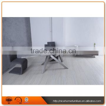 Latest Designs stainless steel marble wooden dining table and leather chair