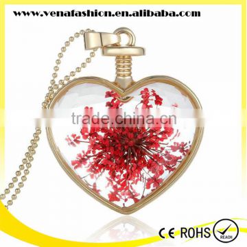 dried flower handmade red newest crystal necklace