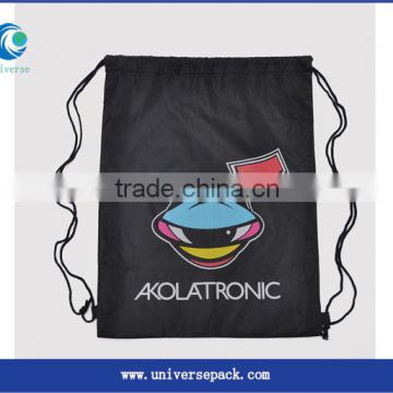 Black nylon foldable shopping bag