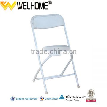 Cheap White Plastic Folding Chair with powder coating metal leg