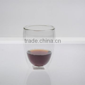 high quality double walled egg-shaped glass cup