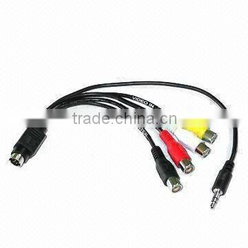 DIN Cable Assembly 8-pin Mini DIN Plug to 4 x RCA Jack and 3.5 Stereo Plug