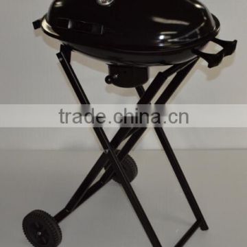 Foldable Leg Round Charcoal Trolley Outdoor BBQ Grill