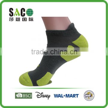 fluorescence green free terry grey low cuff 4F cotton sports socks