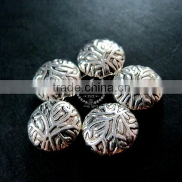 12mm vintage antiqued silver tree branch engraved round flat alloy beads DIY beading supplies 3993017