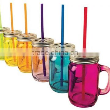 wholesale colored glass mason jars with handle/ decorative lids.