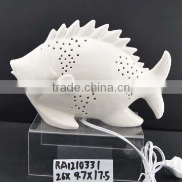 hot sale fish shape ceramic decoration lamp for home