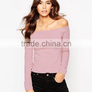 China factory OEM ODM 2015 customized Off Shoulder Top With Long Sleeves