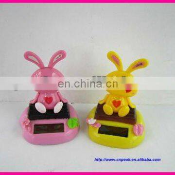 pink and yellow rabbit solar nodding head/swing rabbit solar flip flap