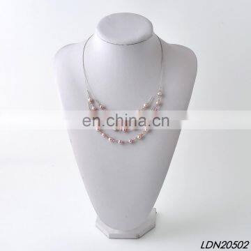 Latest fashion layered mauve pearl beaded necklace