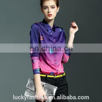 latest designs floral printed shirts for women made in china