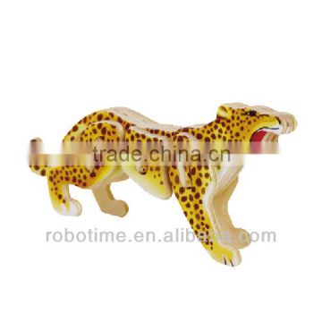 3D puzzle DIY toy educational wooden puzzle Mini Animal Wooden Puzzle-Leopard toy