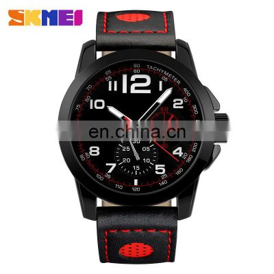SKMEI 9111 Men's Sport Quartz Watch Fashion Colorful Leather Wristwatch