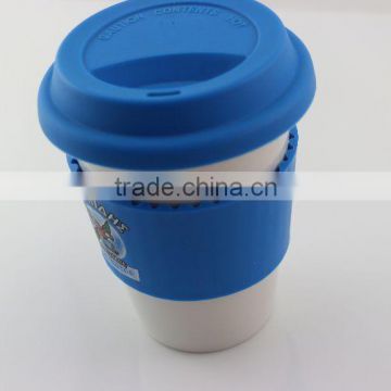 Custom design ceramic mug with silicone lid