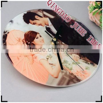 glass round smooth clock with custom design for sublimation