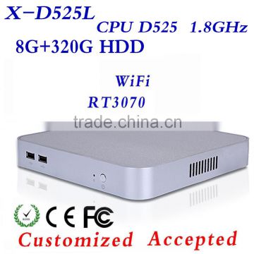less heat Wholesale Intel D525 8g ram 320g hdd industrial computer fan embedded computer mini pc thin client laptop pc