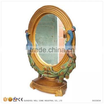 Resin Product Peacock Bird Table Stand Decorative Mirror