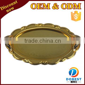 food tray plated with gold/mirror serving tray/gold tray with handle T437