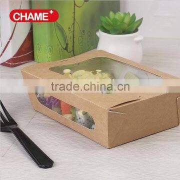 Plastic window kraft take out disposable sushi box with PET window