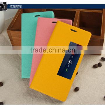 Stylish Window stand leather flip cover case for huawei ascend p7