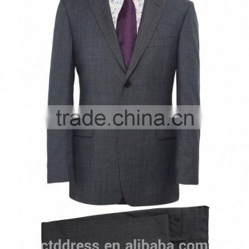 2014 Top Quality 100% wool Charcoal Grey Classic single men button jackets