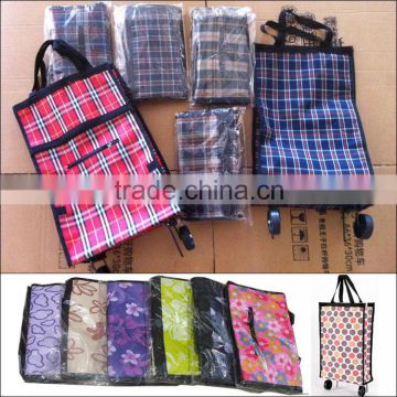 Trolley shopping bags/cart with handle, rolling cart bag.
