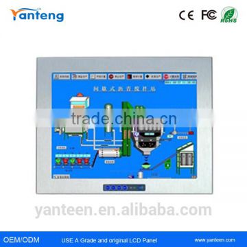 Front panel IP65 12inch embedded lcd monitor with 5-wire resistive touchscreen optional